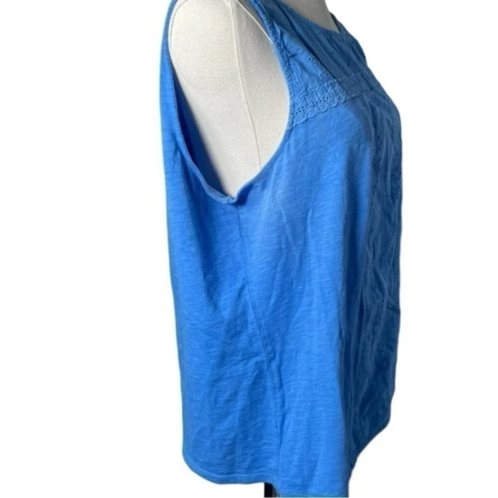 Rafaella XXL Tank Top Floral Sleeveless Shirts Blue Spring Summer Lightweight 2x - Picture 4 of 8